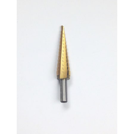 H & H Industrial Products 1/8-1/2" TiN Coated High Speed Steel Step Drill With 13 Steps 5000-0500